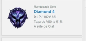 Conta diamante 4 60% de Winrate, MMR alto. - League of Legends LOL