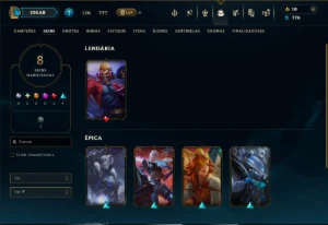 Ouro 2 com 45 Champs e 8 Skins - League of Legends LOL