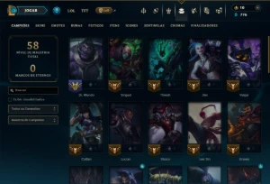 Ouro 2 com 45 Champs e 8 Skins - League of Legends LOL
