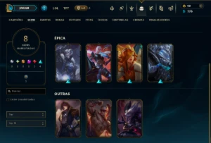 Ouro 2 com 45 Champs e 8 Skins - League of Legends LOL