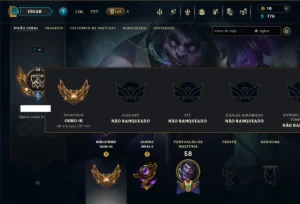 Ouro 2 com 45 Champs e 8 Skins - League of Legends LOL