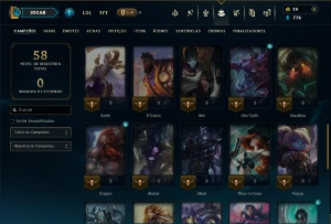 Ouro 2 com 45 Champs e 8 Skins - League of Legends LOL