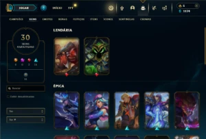 Prata 4 com 90 Champs e 30 Skins - League of Legends LOL