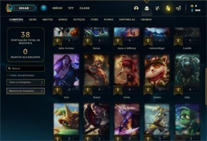Conta Unranked com 35 Champs e 2 Skins + 1 Fragmento - League of Legends LOL