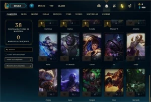 Conta Unranked com 35 Champs e 2 Skins + 1 Fragmento - League of Legends LOL
