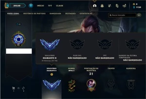 Conta diamante 2 com 29 Champs e 2 Skins + 15 Espolios - League of Legends LOL