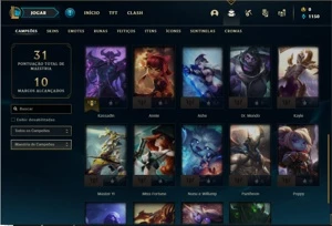Conta diamante 2 com 29 Champs e 2 Skins + 15 Espolios - League of Legends LOL