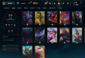 Prata 2 com 50 Champs e 29 Skins - League of Legends LOL