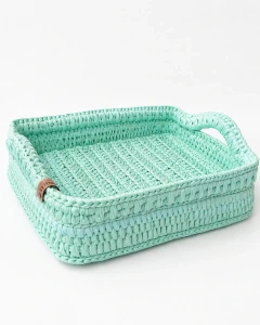 Bandeja de crochê Portela verde 45 x 35 cm - Artesanato e Personalizados