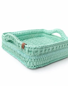Bandeja de crochê Portela verde 45 x 35 cm - Artesanato e Personalizados