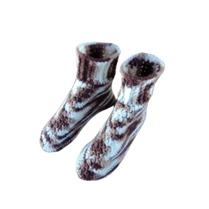 Pantufa de Lã Adulto Marrom Mescla 37 - Artesanato e Personalizados