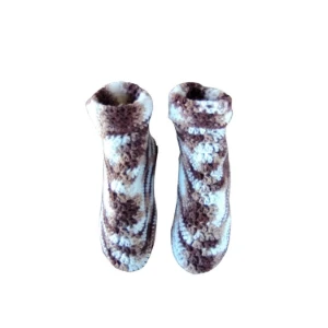Pantufa de Lã Adulto Marrom Mescla 37 - Artesanato e Personalizados
