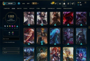 Unranked com 125 Champs e 180 Skins ( TOP / MID / JG ) - League of Legends LOL