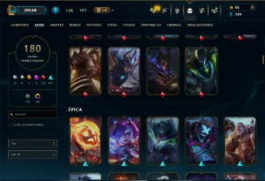 Unranked com 125 Champs e 180 Skins ( TOP / MID / JG ) - League of Legends LOL