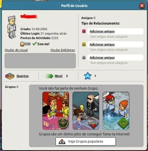 Conta habbo com personagens de 2006, 2008 e 2011
