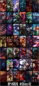 Conta League of Legends Ouro II 100 PdL 45 Skins ! LOL