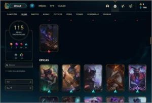 Conta platina 4 com 128 champs e 115 skins (Atrox Prestigio) - League of Legends LOL
