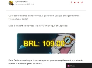 Conta League of Legends Mono rengar 100k maestria LOL