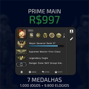 CS:GO PRIME | 7 MEDALHAS | SUPREMO | 1.000 JOGOS - Counter Strike