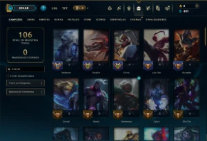 Mestre com 70 Champs e 9 Skins - League of Legends LOL