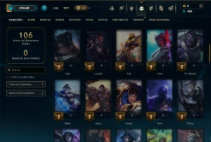 Mestre com 70 Champs e 9 Skins - League of Legends LOL