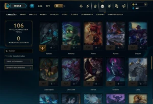 Mestre com 70 Champs e 9 Skins - League of Legends LOL