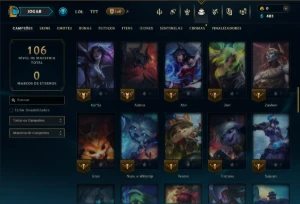 Mestre com 70 Champs e 9 Skins - League of Legends LOL