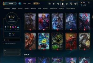 Bronze 2 com TODOS os Champs e 187 Skins ( SUP / ADC / JG ) - League of Legends LOL