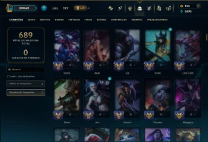 Bronze 2 com TODOS os Champs e 187 Skins ( SUP / ADC / JG ) - League of Legends LOL