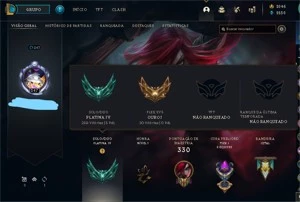 2 Contas Platina IV (lvl 42 e 247), 2k de rp - League of Legends LOL