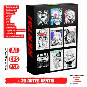 Pack Artes Hentai Sublimação, Serigrafia, Dtg, Dtf - Serviços Digitais