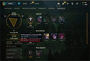 Conta Diamante 1 com MMR Super Buffado - League of Legends LOL