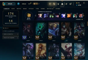 Unranked (ex diamante) com 80 Champs e 60 Skins - League of Legends LOL