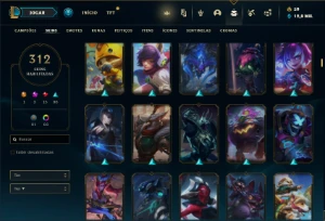 Conta Unranked com TODOS os champs e 312 Skins ( JG / MID ) - League of Legends LOL