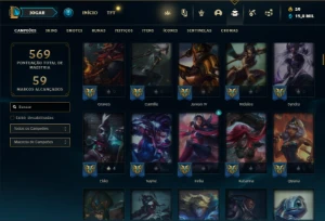 Conta Unranked com TODOS os champs e 312 Skins ( JG / MID ) - League of Legends LOL