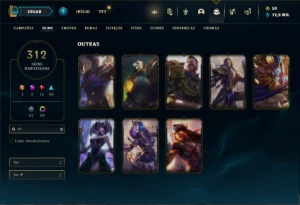 Conta Unranked com TODOS os champs e 312 Skins ( JG / MID ) - League of Legends LOL