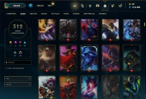 Conta Unranked com TODOS os champs e 312 Skins ( JG / MID ) - League of Legends LOL