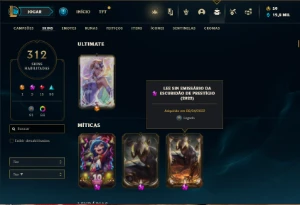Conta Unranked com TODOS os champs e 312 Skins ( JG / MID ) - League of Legends LOL