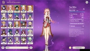 AR 53, com Yae Miko, Raiden Shogun e Venti - Genshin Impact