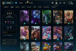 Conta Platina 2 com TODOS os champ e 377 Skins + 5 Prestigio - League of Legends LOL