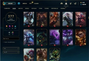 Conta Platina 2 com TODOS os champ e 377 Skins + 5 Prestigio - League of Legends LOL
