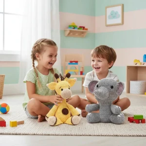 Kit Girafa e Elefante em Amigurumi - Artesanato e Personalizados