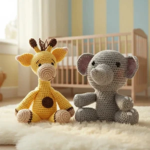 Kit Girafa e Elefante em Amigurumi - Artesanato e Personalizados