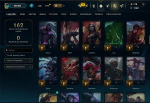 Diamante 1 com 110 Champs e 25 Skins +2 Prestigios - League of Legends LOL