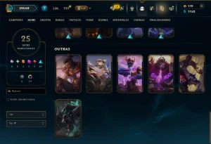 Diamante 1 com 110 Champs e 25 Skins +2 Prestigios - League of Legends LOL