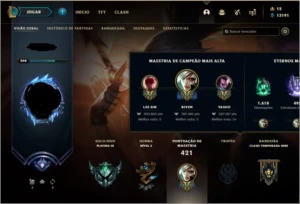 Conta League of Legends lv 268 Platina 3 100 Skins LOL