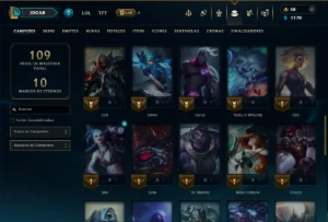 Unranked com 50 Champs e 19 Skins - League of Legends LOL