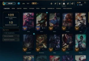 Unranked com 50 Champs e 19 Skins - League of Legends LOL