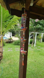 Pingente Decorativo Galinhas Coloridas em Crochê Superluxo - Artesanato e Personalizados