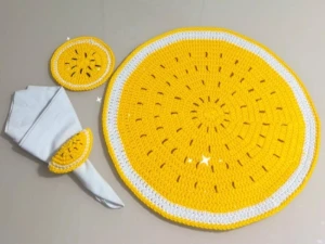 Conjunto Mesa Posta Crochê Maracujá - Artesanato e Personalizados